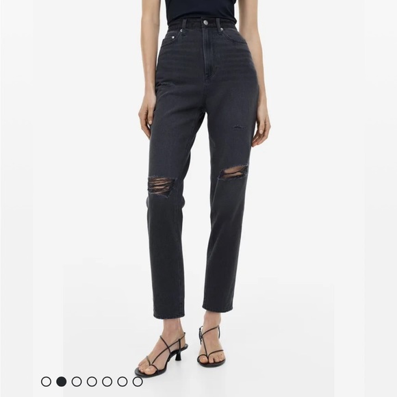 H&M distressed mom Jean ankle length high waist size 6 item 04-05 - Picture 2 of 6